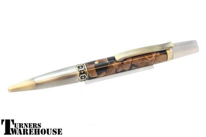 Elegant Monarch Pen Kit Gun Polish and Antique Brass 