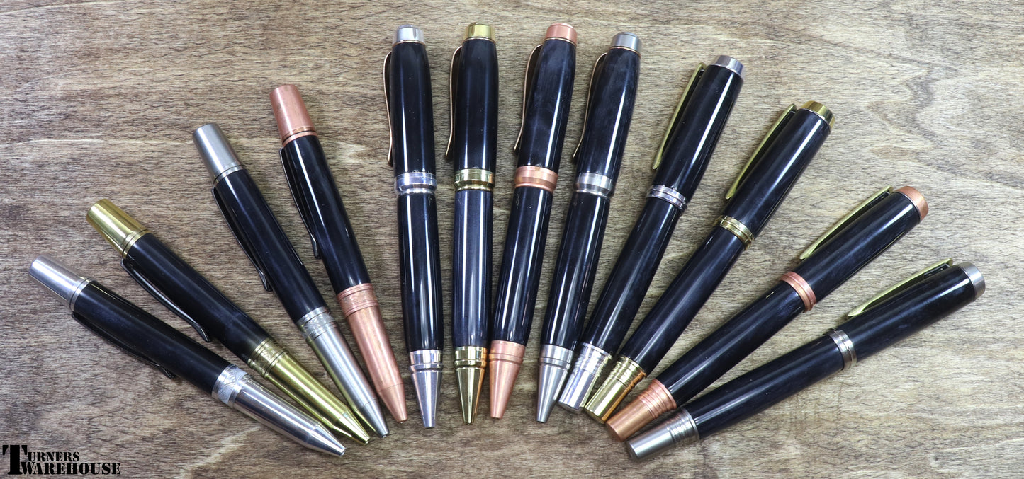 Element Series Pen Kits Group Picture Aluminum, Brass, Copper and Stainless Steel in Cigar, JR Series and Twist 