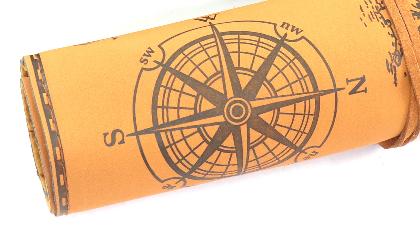 Pirate Themed 3 Pen Leatherette Rolled Case