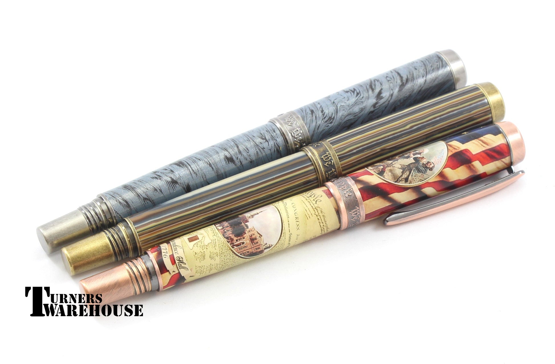 JR Independence Pen Kit Benchmark Woodturning Antique Group Pic