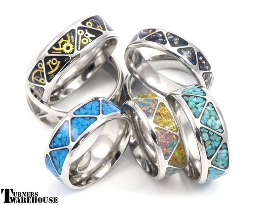 Stainless Steel Inlay Ring Core ISO turquoise watch parts opals